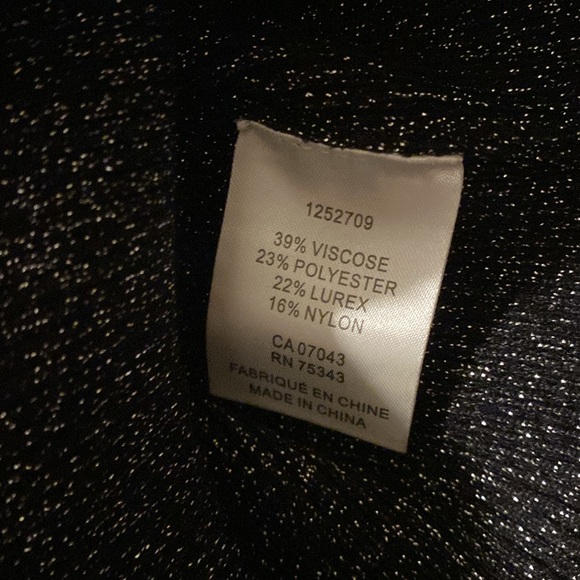 House of Harlow 1960 Shimmer Knit Black Metallic Sleeveless Mock Neck Top - L - Picture 4 of 5